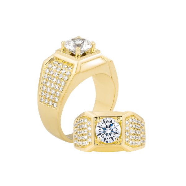 Nhẫn nam kim cương tấm vàng 14K A8 5C Y