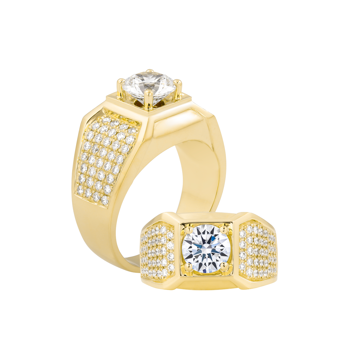 Nhẫn nam kim cương tấm vàng 14K A8 5C Y