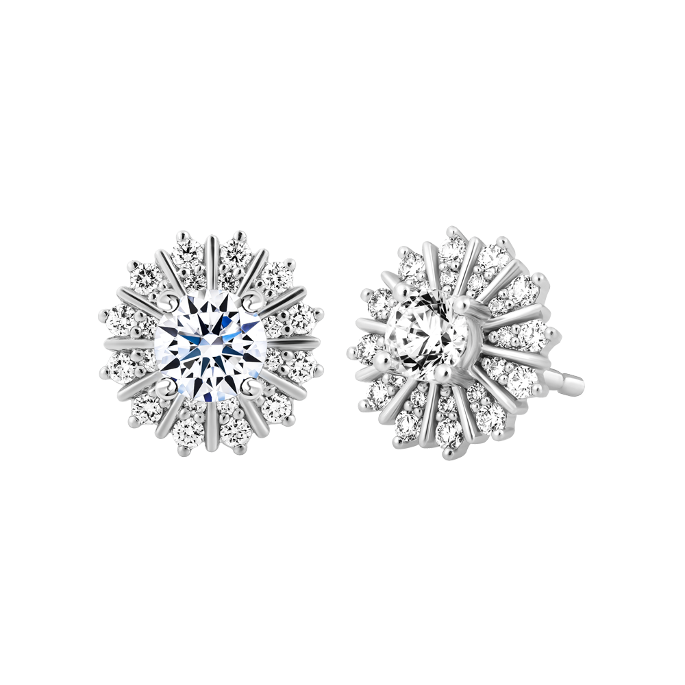 Hoa tai kim cương viên vàng 14K Gorgeous GIA 3C GVER0108893M