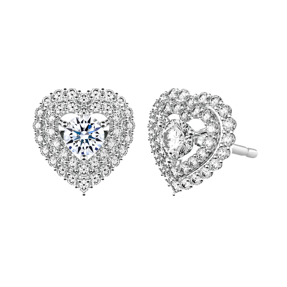 Hoa tai đính đá CZ vàng 10K Heartly 2C WS