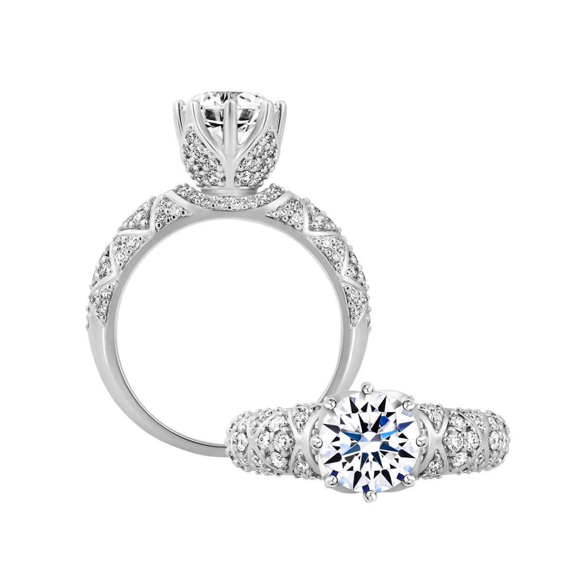 Nhẫn nữ kim cương tấm vàng 14K Impressing 1.5CT