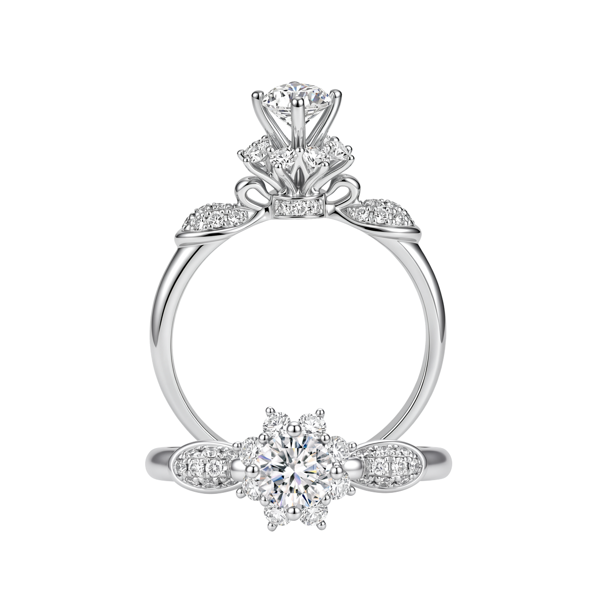 Ổ nhẫn nữ kim cương tấm vàng 14K Relishing 3C