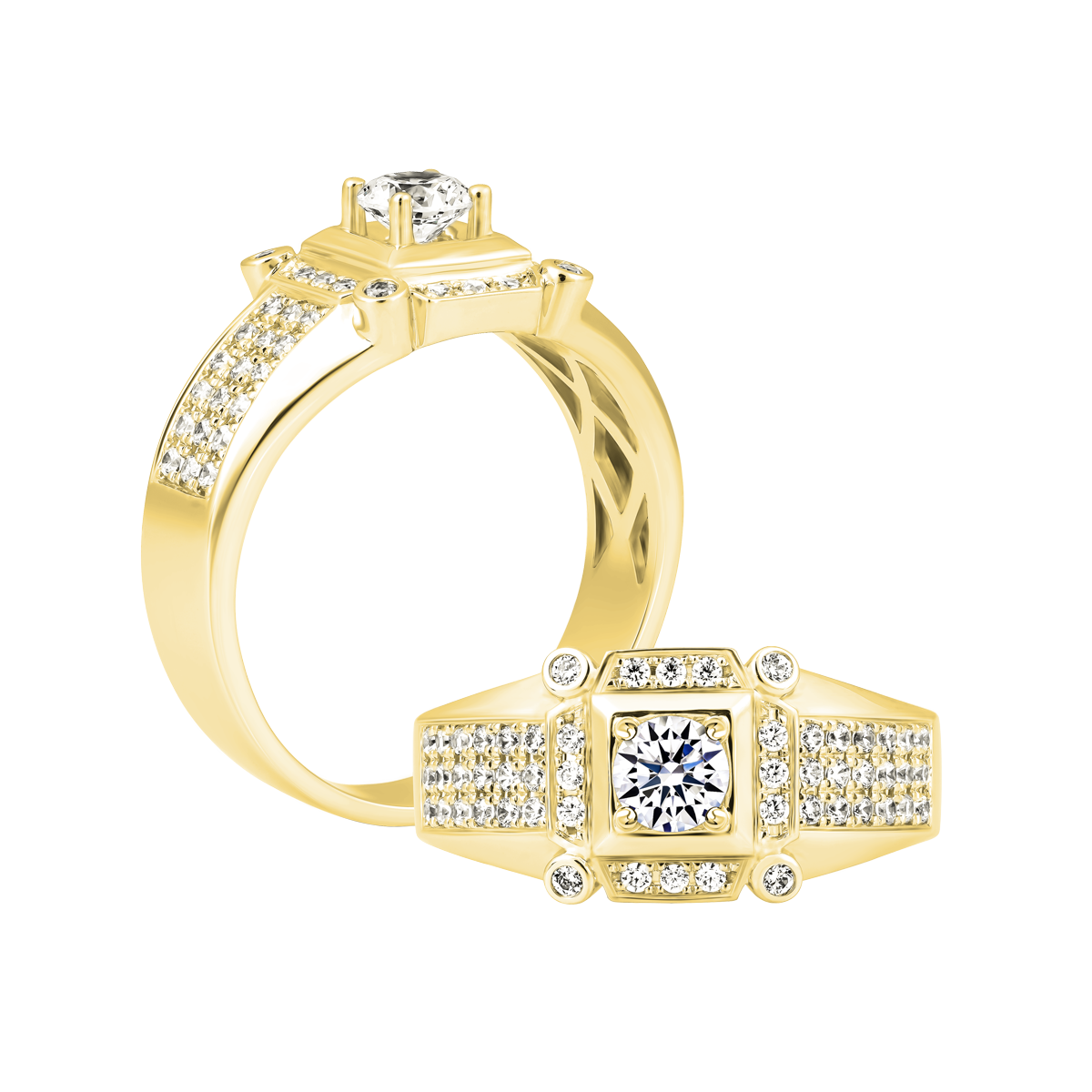 Nhẫn nam đính đá CZ vàng 10K Quartet 3C Y