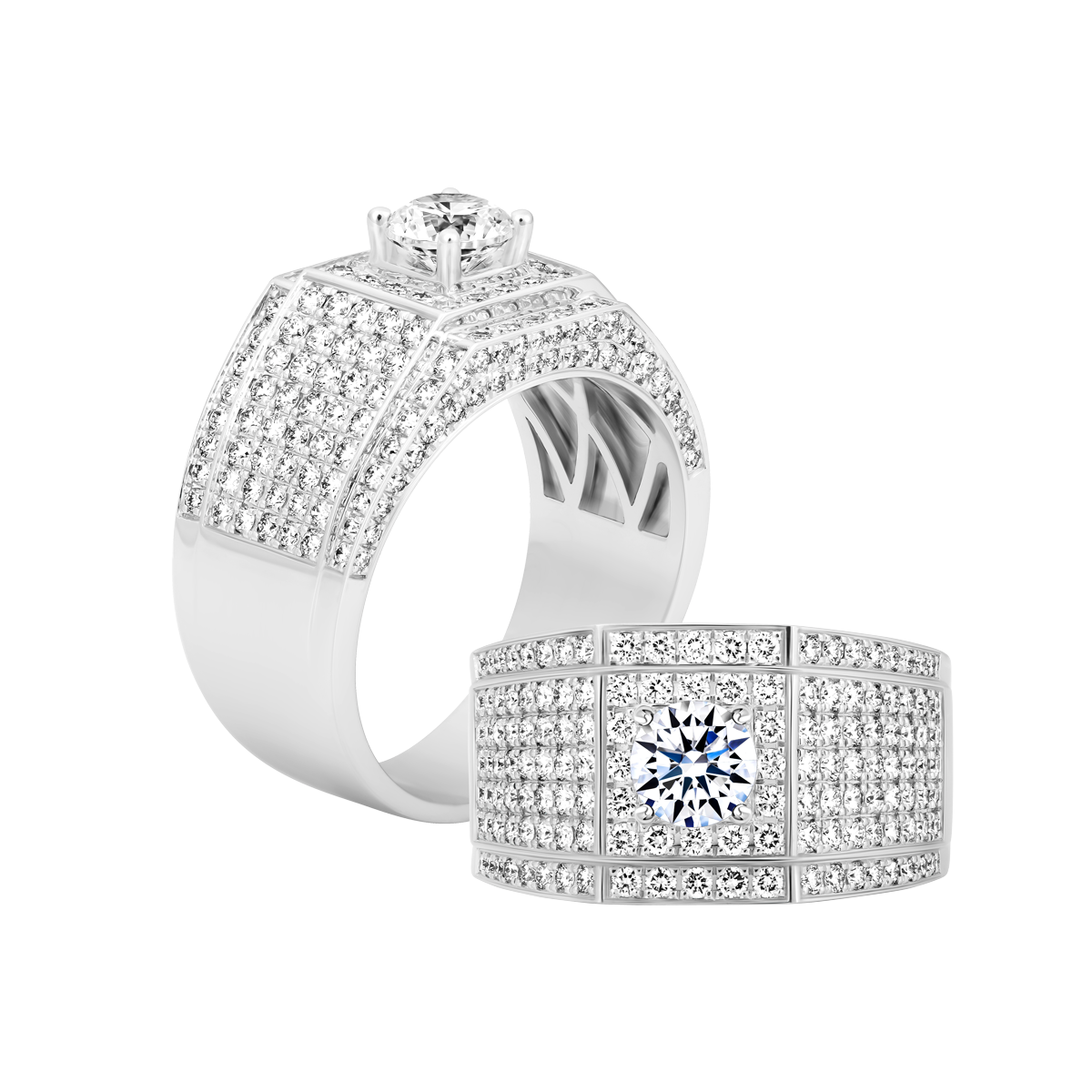 Nhẫn nam kim cương tấm vàng 14K Galvin V2 5C W