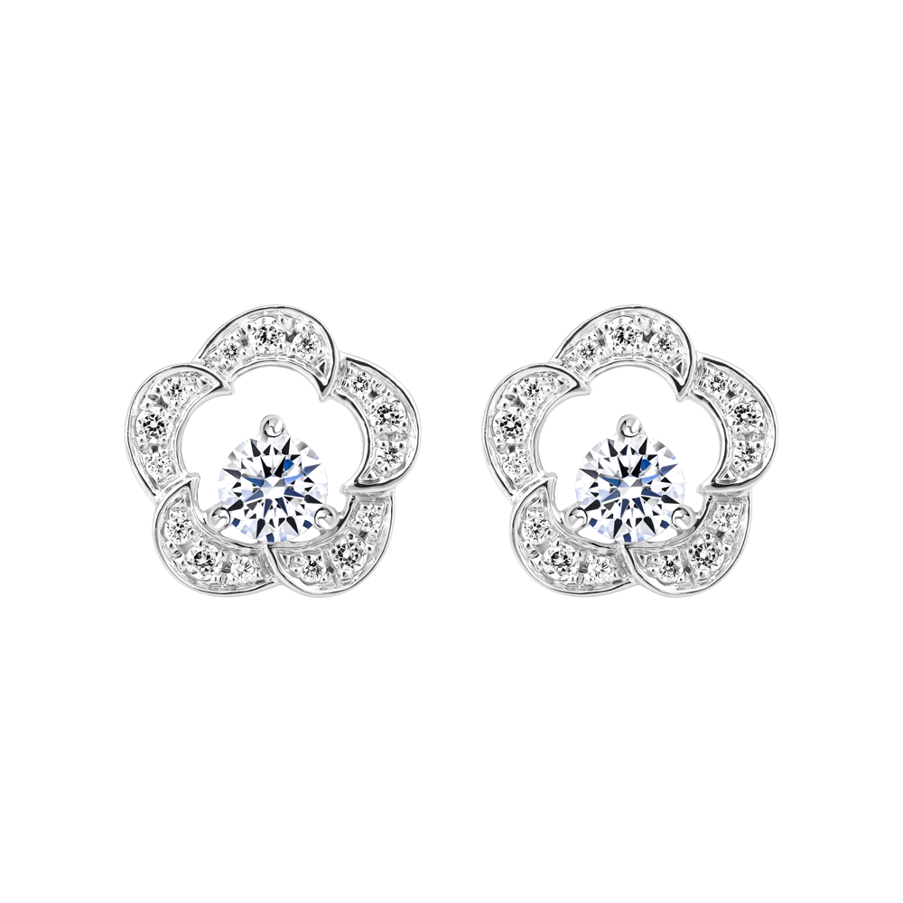 Hoa tai đính đá CZ vàng 10K Datura 2C