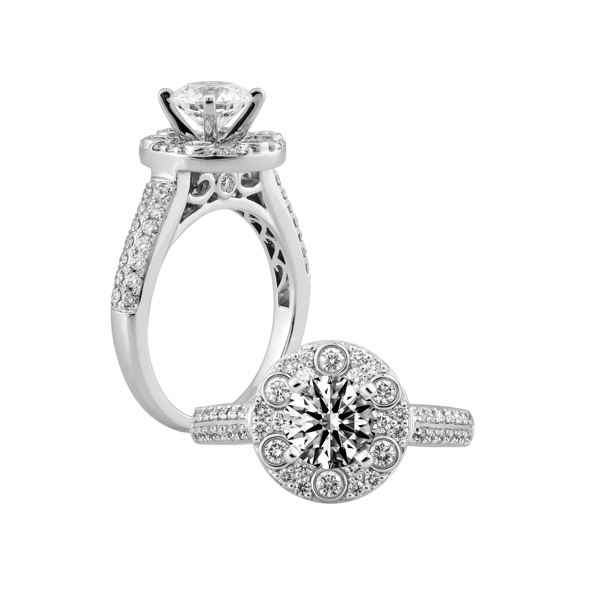 Nhẫn nữ kim cương tấm vàng 14K Caldren N 1CT