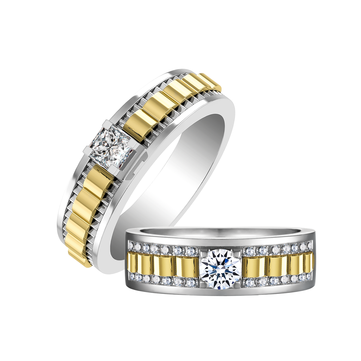 Nhẫn cưới nữ kim cương viên vàng 14K Yakin RD1C F