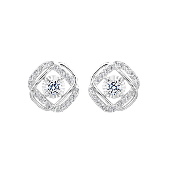 Hoa tai kim cương viên vàng 14K Findy