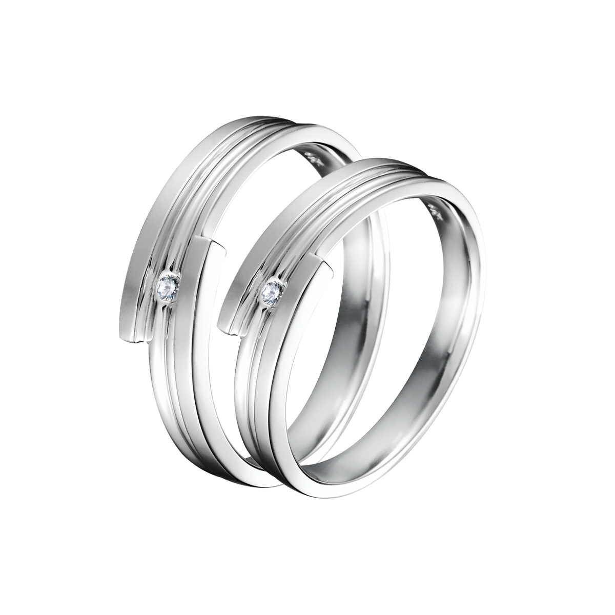 Nhẫn cưới nam kim cương vàng 14K Gemsa 10p M