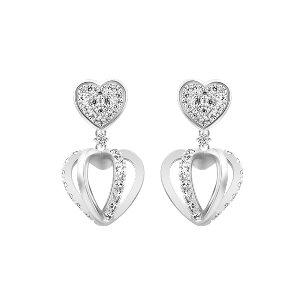 Hoa tai đính đá CZ vàng 10K Heart baloon N