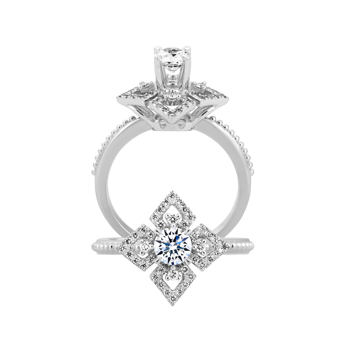 Nhẫn nữ kim cương tấm vàng 14K Luxurious 3C