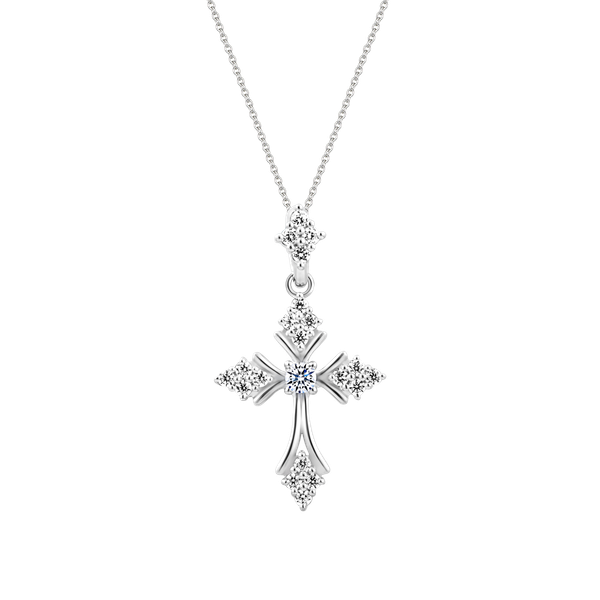 Mặt đính đá CZ vàng 14K Flashing Cross 5p