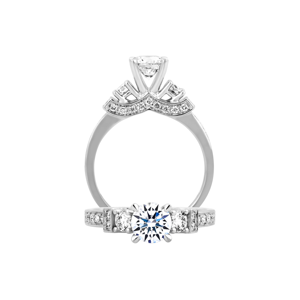 Nhẫn nữ kim cương 8 Hearts & Arrows vàng 14K Nancy H&A 2C GVRG0253576