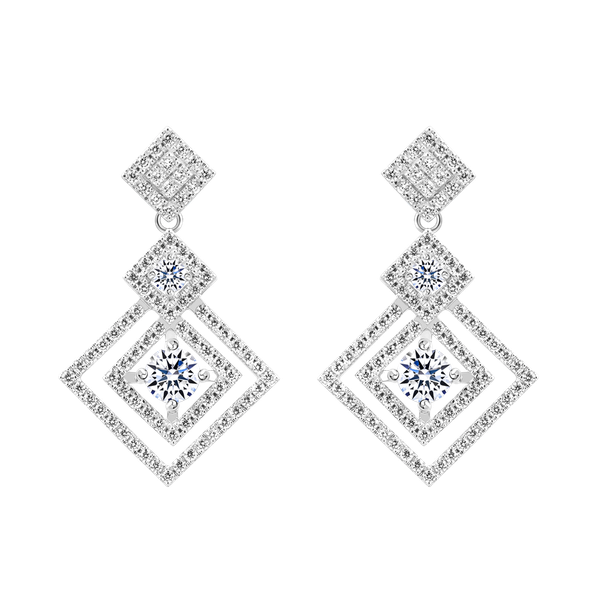 Hoa tai đính đá CZ vàng 14K Setting V2 2C