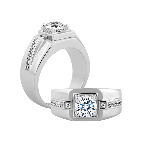 Nhẫn nam kim cương viên vàng 14K Candid N GIA 3C W
