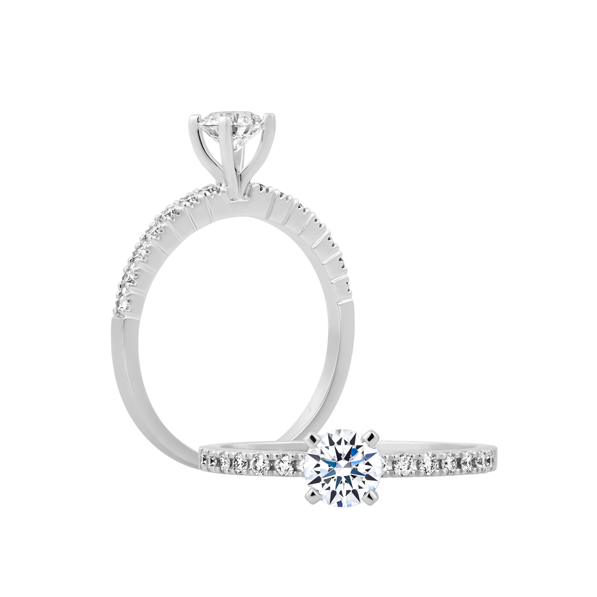 Nhẫn nữ kim cương 8 Hearts & Arrows vàng 14K Alva H&A 3C