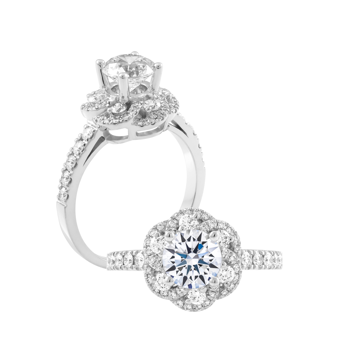 Ổ nhẫn nữ kim cương tấm vàng 14K Naiya 5C GVRG0223868