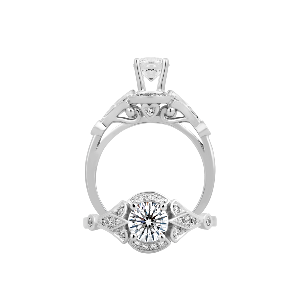 Ổ nhẫn nữ kim cương tấm vàng 14K Elfleda 5C