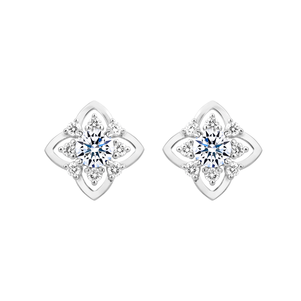 Hoa tai kim cương 8 Hearts & Arrows vàng 14K Nelly H&A 2C