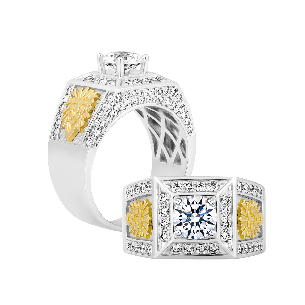 Nhẫn nam kim cương tấm vàng 14K Outlander V3 1CT WY