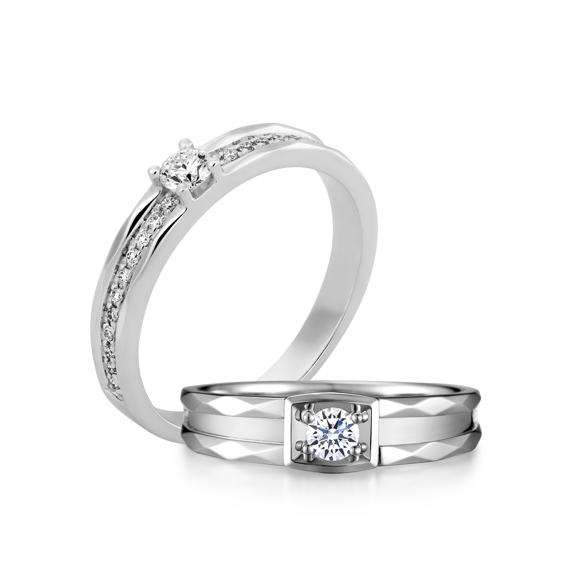 Nhẫn cưới nam kim cương vàng 14K Addision N10p M