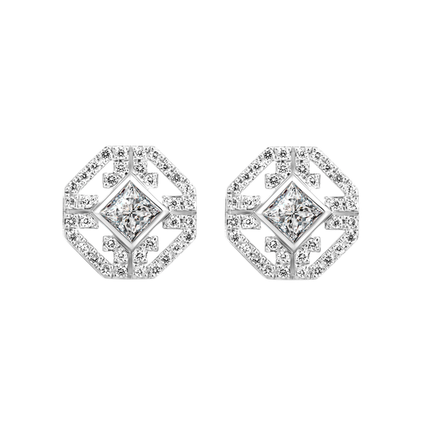 Hoa tai đính đá CZ vàng 14K Guarding PR 1C