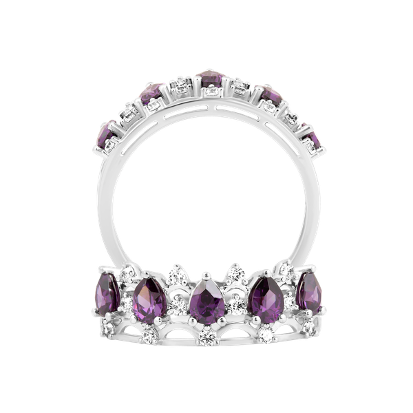 Nhẫn nữ đính đá màu Amethyst vàng 14K Encanto S.AME