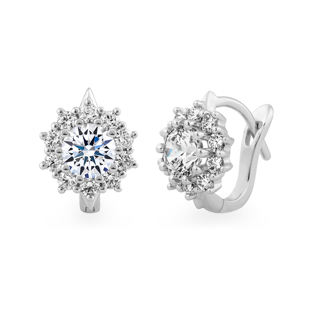 Hoa tai kim cương viên vàng 14K Emily GIA 2C