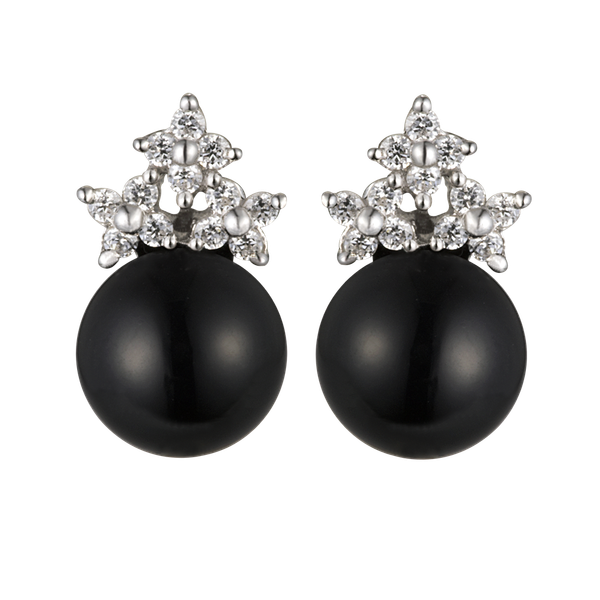 Hoa tai đính đá Onyx vàng 10K Leggenda Ony