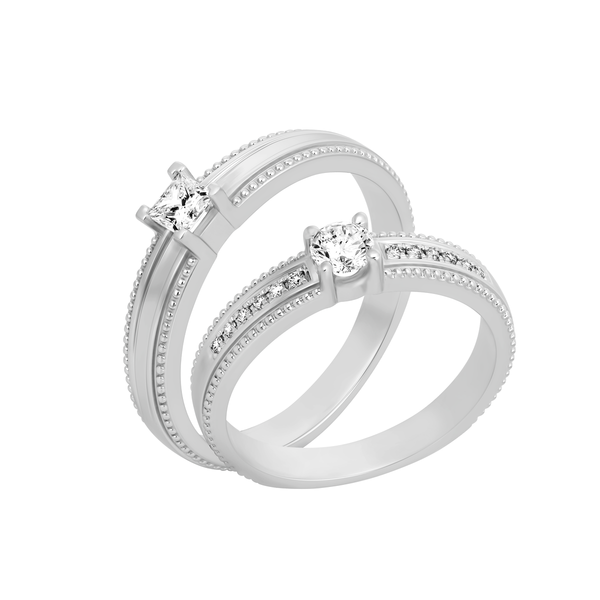 Nhẫn cưới nữ kim cương viên vàng 14K Lovingly RD2C F