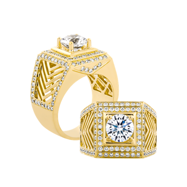 Nhẫn nam kim cương tấm vàng 14K Bugetta 2CT Y