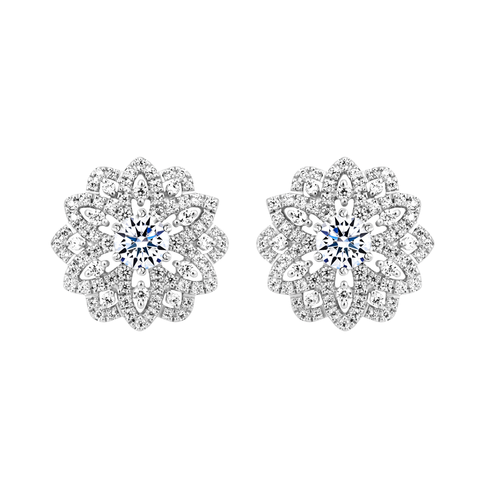 Hoa tai đính đá CZ vàng 10K Floria 3C