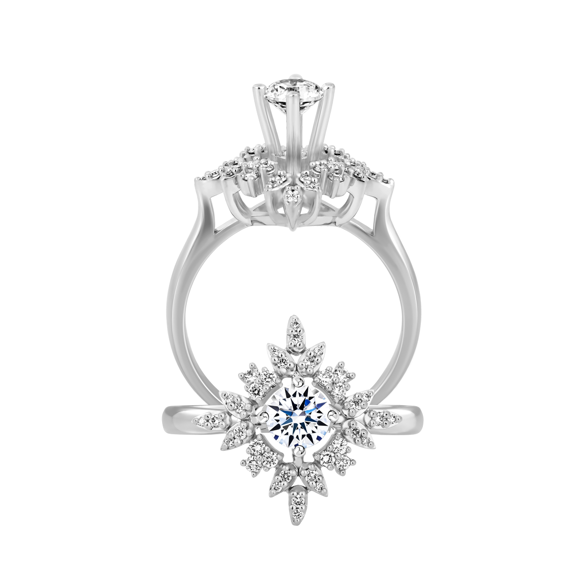 Ổ nhẫn nữ kim cương tấm vàng 14K Entirely 3C