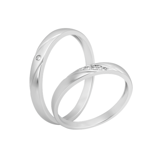 Nhẫn cưới nữ kim cương viên vàng 14K Continy F