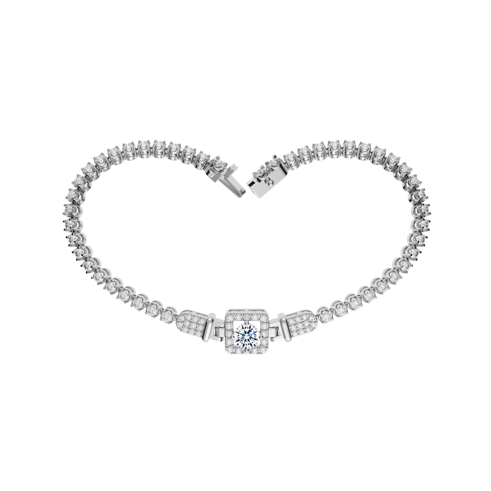 Lắc kim cương tấm vàng 14K Bennie N 2C