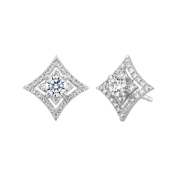 Hoa tai kim cương 8 Hearts & Arrows vàng 14K Flaring H&A 2C GVER0090386