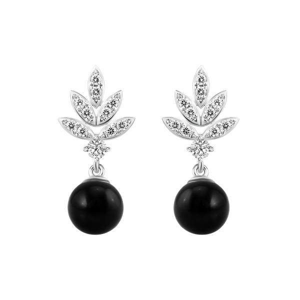 Hoa tai đính đá Onyx vàng 10K Tasteful N Ony