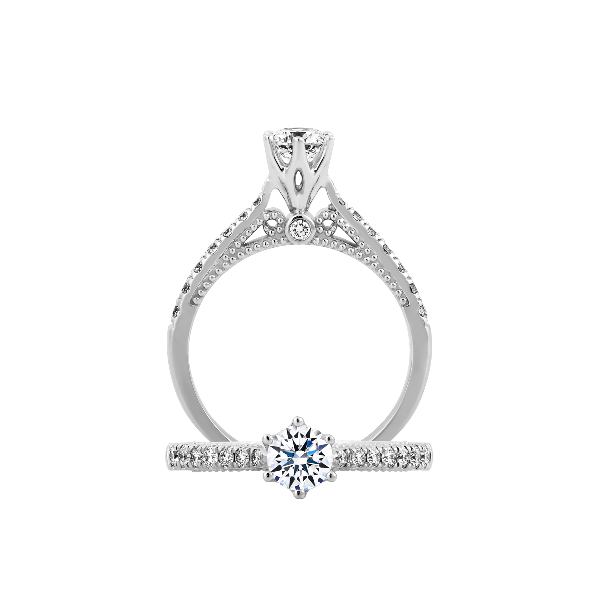 Ổ nhẫn nữ kim cương tấm vàng 14K Bonjour 5C