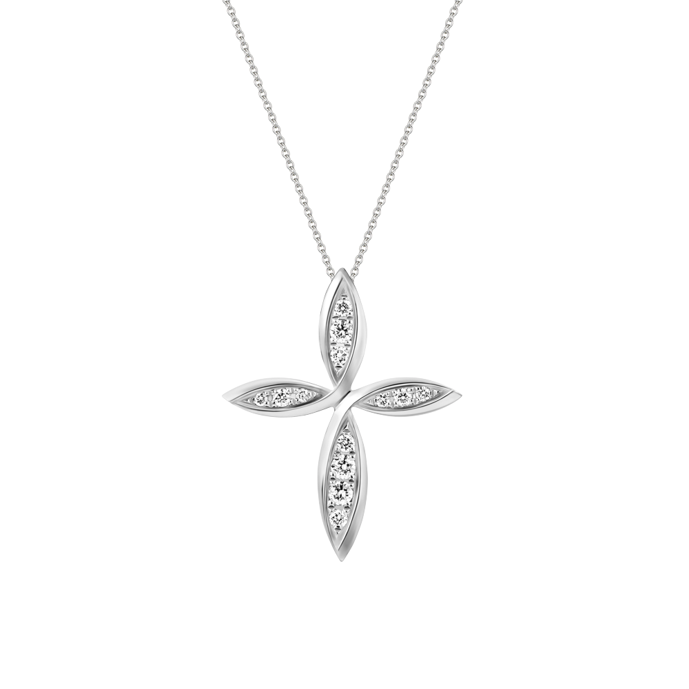 Mặt đính đá CZ vàng 14K Cross flower N