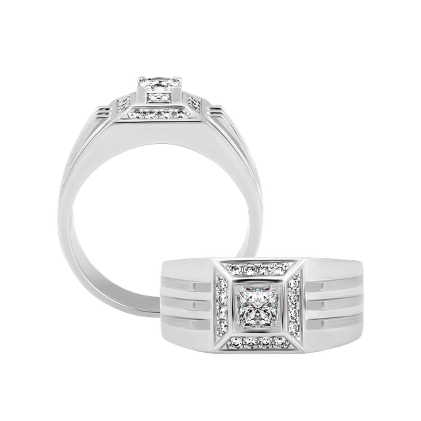 Nhẫn nam đính đá CZ vàng 14K Kevin PR 2C W