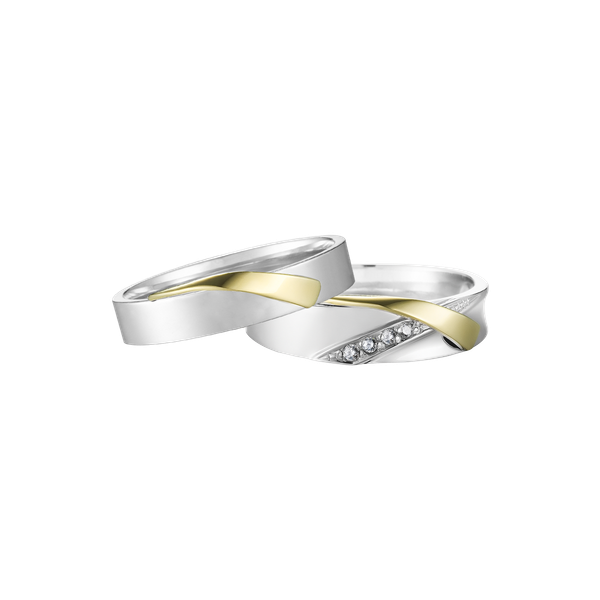 Nhẫn cưới nữ kim cương viên vàng 14K Happy pair F GVRG0220152