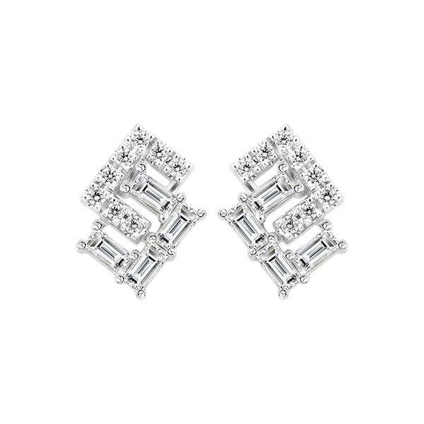 Hoa tai đính đá CZ vàng 14K Poeting