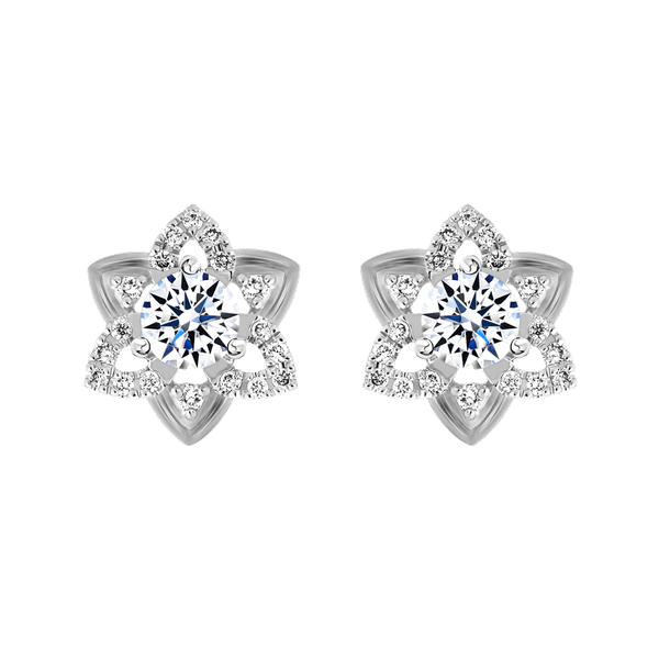 Hoa tai kim cương viên vàng 14K Feritional GIA 2C