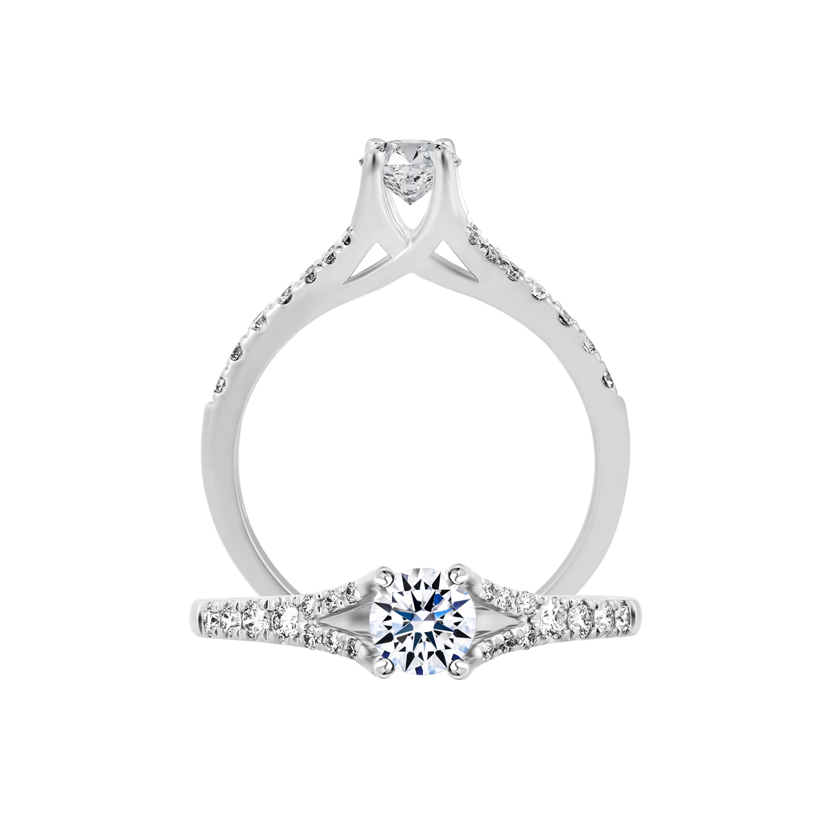 Nhẫn nữ kim cương 8 Hearts & Arrows vàng 14K Clay H&A 2C