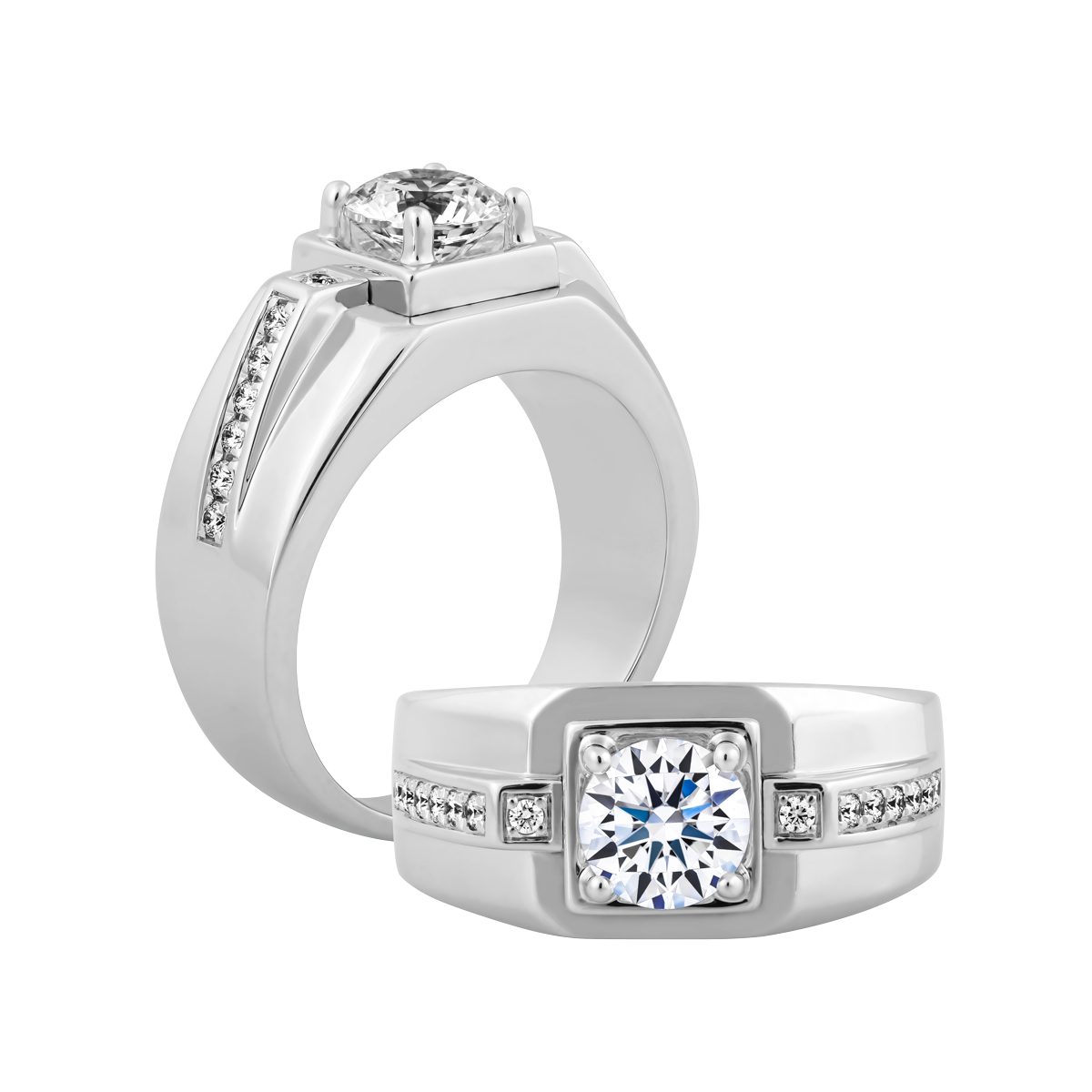 Nhẫn nam kim cương tấm vàng 14K Candid N 3C W