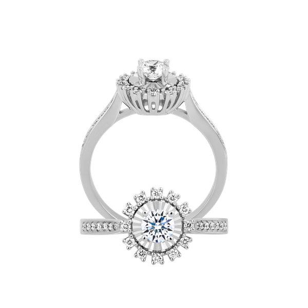 Nhẫn nữ kim cương 8 Hearts & Arrows vàng 14K Delicate H&A 2C GVRG0239157