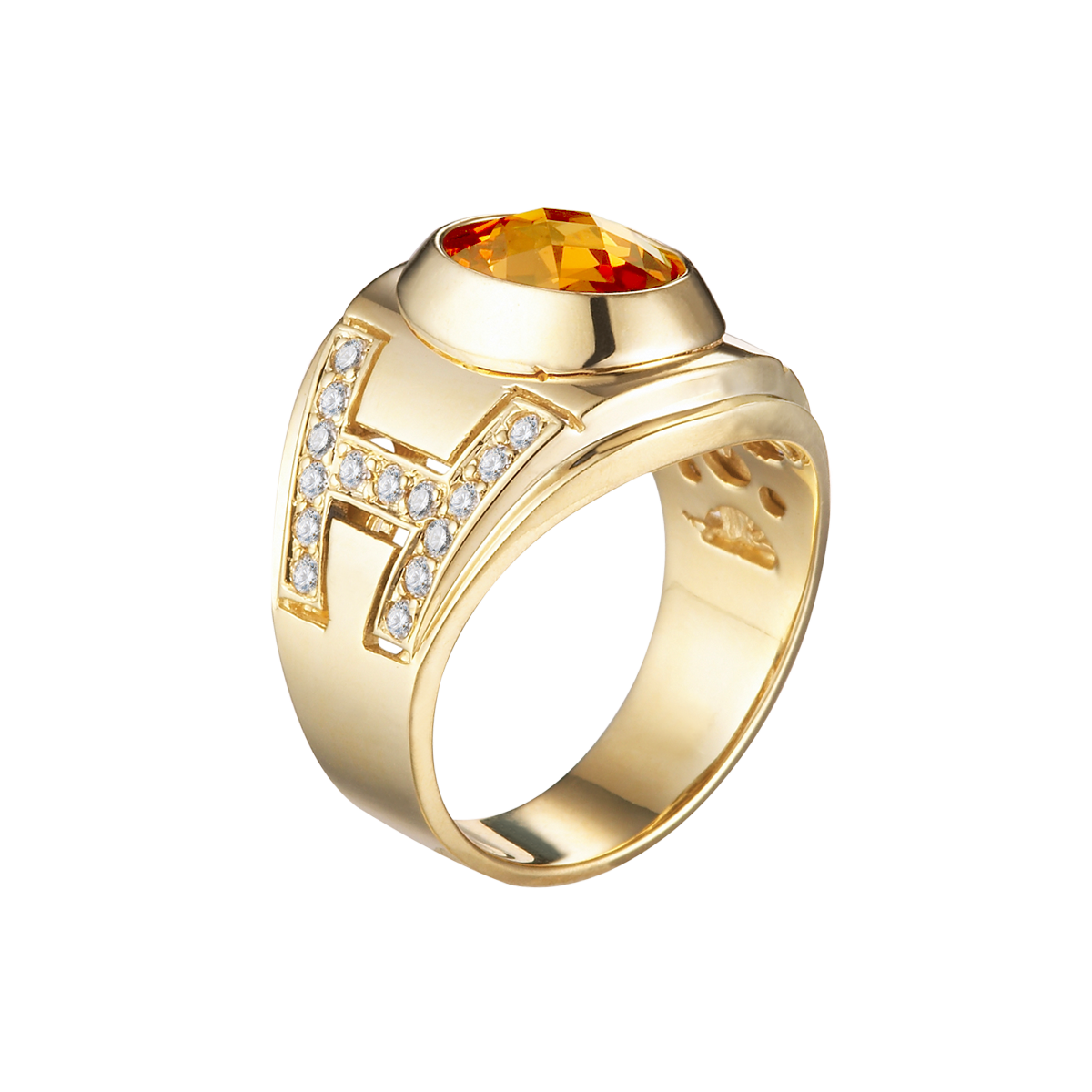 Nhẫn nam đính đá màu Champagne vàng 14K Pride S.Cha Y GVRG0224264