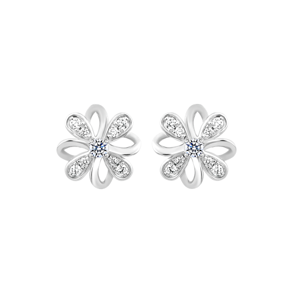 Hoa tai kim cương viên vàng 14K Fertile