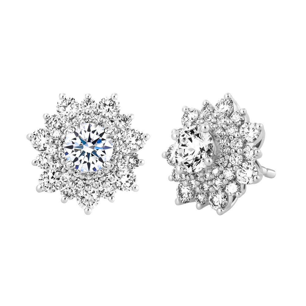 Hoa tai kim cương viên vàng 14K Flowery GIA 3C GVER0109005M