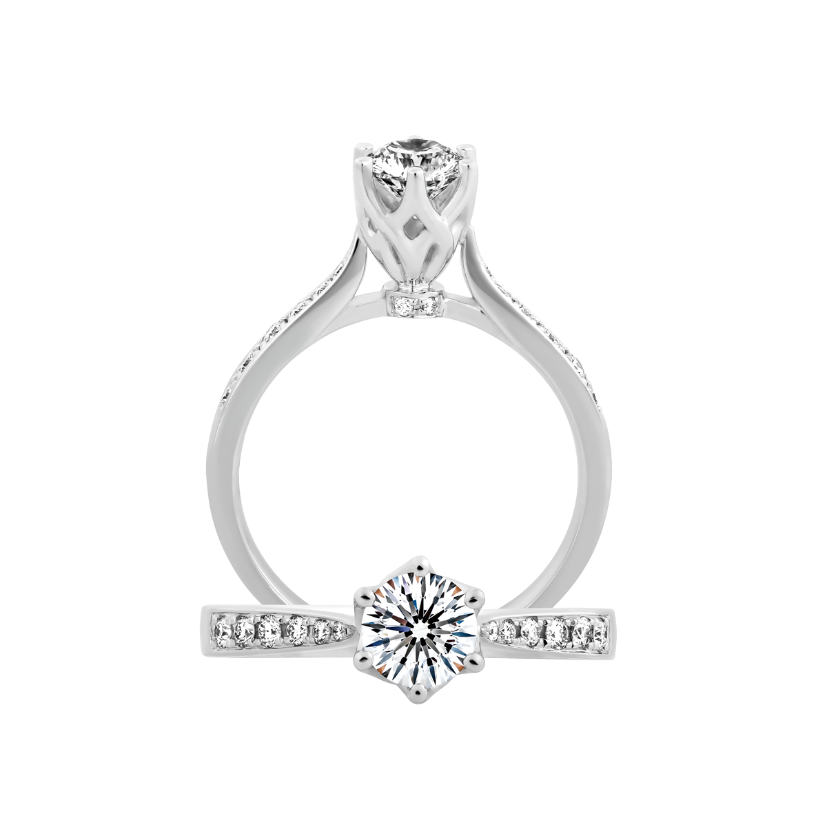 Nhẫn nữ kim cương 8 Hearts & Arrows vàng 14K Scarlet H&A 2C GVRG0275603